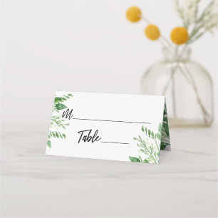 Carte De Placement Aquarelle verte, écriture manuscrite Décontractée