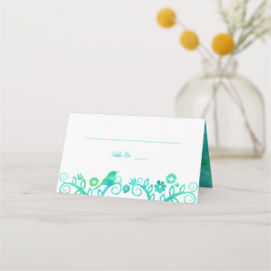Carte De Placement Aquarelle verte Turquoise de vie pliée