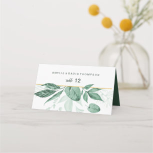 Carte De Placement Aquarelle Wild Feuilles Hunter Mariage vert