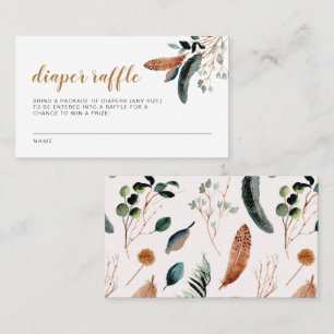 Carte De Placement ARBOR Bohème Plumes Verdure Baby Diaper Raffle