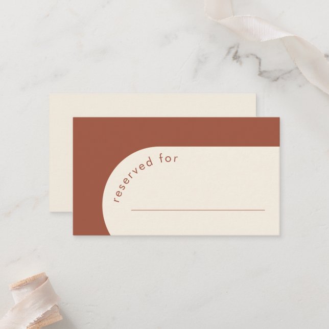 Carte De Placement Arc géométrique moderne en terre cuite Mariage Esc (Devant/Arrière en situation)