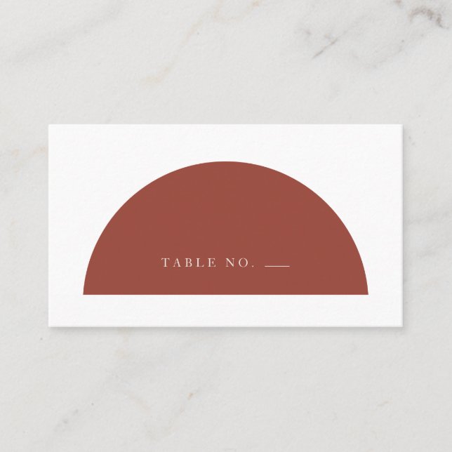 Carte De Placement Arc minimaliste en terre cuite et plat de crème (Devant)