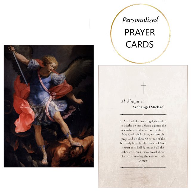Carte De Placement Archangel Michael Roman Catholic Prayer Card       (Créateur téléchargé)