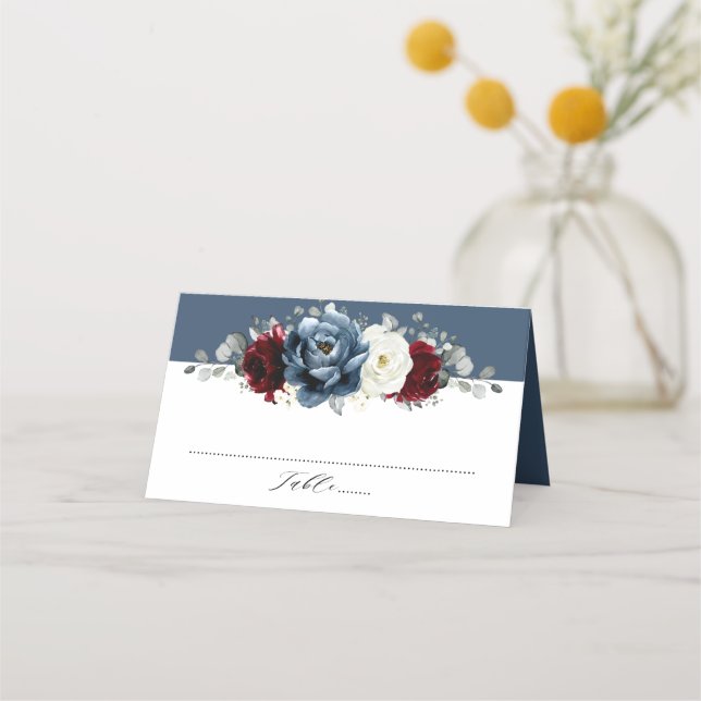 Carte De Placement Ardoise Burgundy Blanc Ivory Floral Mariage Pl (Devant)