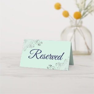 Carte De Placement Argent Frills Mint & Navy Elegant Wedding Réservé