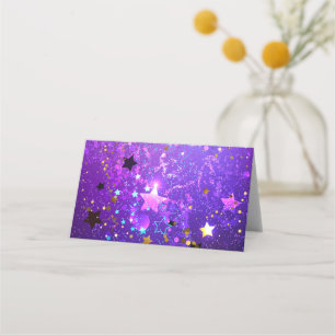 Carte De Placement Arrière - plan de feuille violet avec étoiles