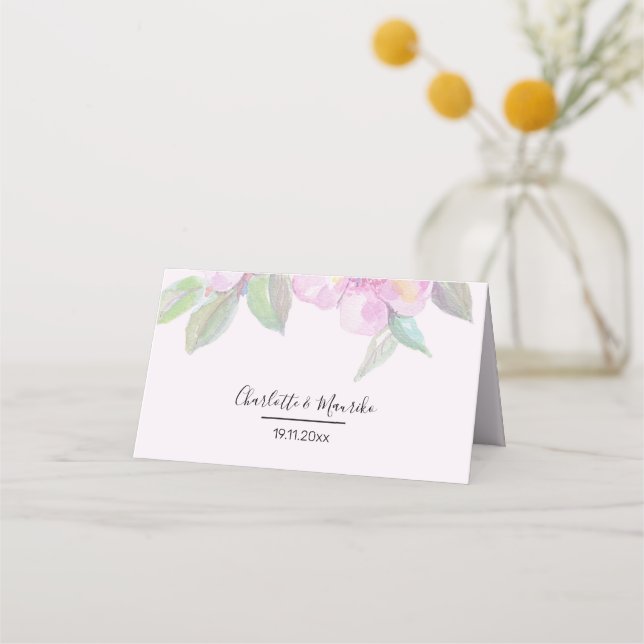 Carte De Placement Art artistique Boho Floral Aquarelle (Devant)