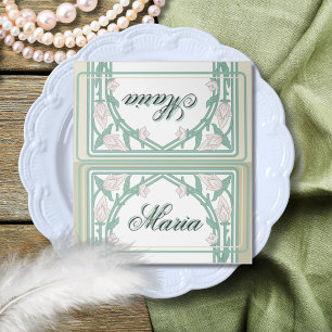 Carte De Placement Art Déco William Morris Floral Mariage vert