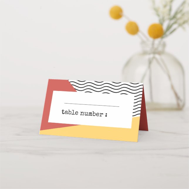 Carte De Placement Art pop des années 80 mariage de style Memphis (Devant)