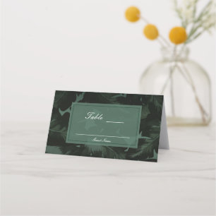 Carte De Placement Assise de table Chic Vert & Noir Feuilles Tropical