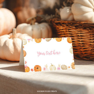 Carte De Placement Automne Automne Citrouille Fille Anniversaire tent