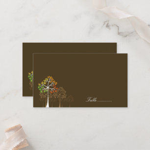 Carte De Placement Automne Coloré Arbres D'Automne Sur Mariage Brown