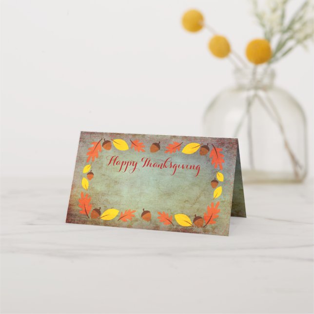Carte De Placement Automne Feuilles de l'automne Thanksgiving Nom Car (Devant)