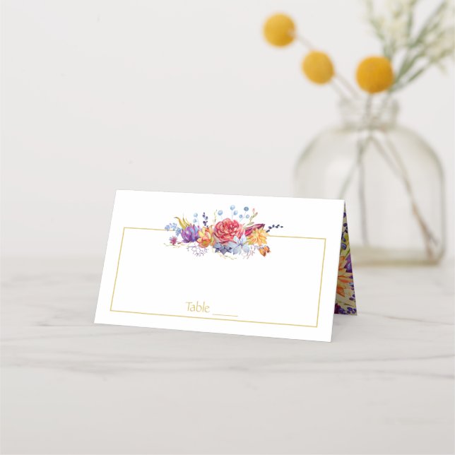 Carte De Placement Automne Succulents Berries Fleurs Feuilles | (Devant)