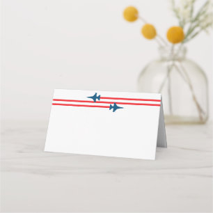 Carte De Placement Avions de chasse F-16 Bleus avec des bandes rouges