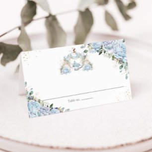 Carte De Placement Baby Blue Floral Princesse Carriage Quinceanera 16