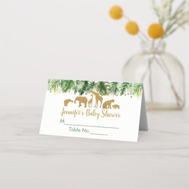 Carte De Placement Baby shower animal Gold Safari (Devant)
