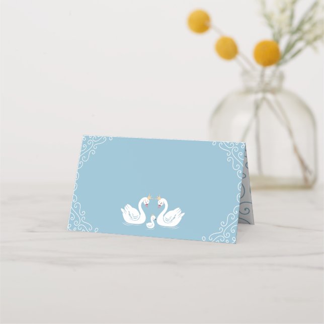 Carte De Placement Baby shower Blue Boy Swan (Devant)