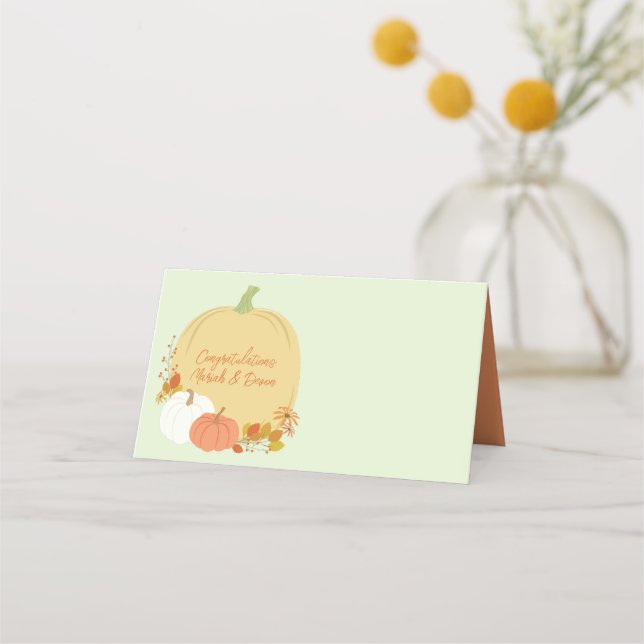 Carte De Placement Baby shower Citrouille d'automne (Devant)