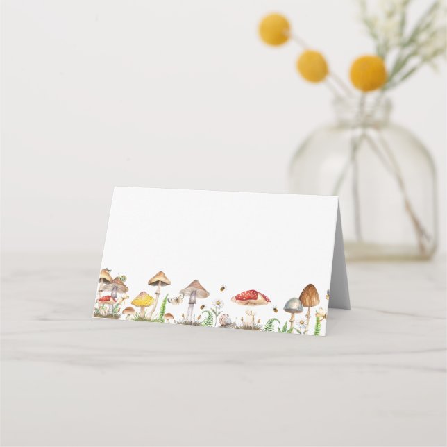 Carte De Placement Baby shower de champignons de bois Carte de place  (Devant)