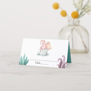 Carte De Placement Baby shower de dragon d'éclosion rose