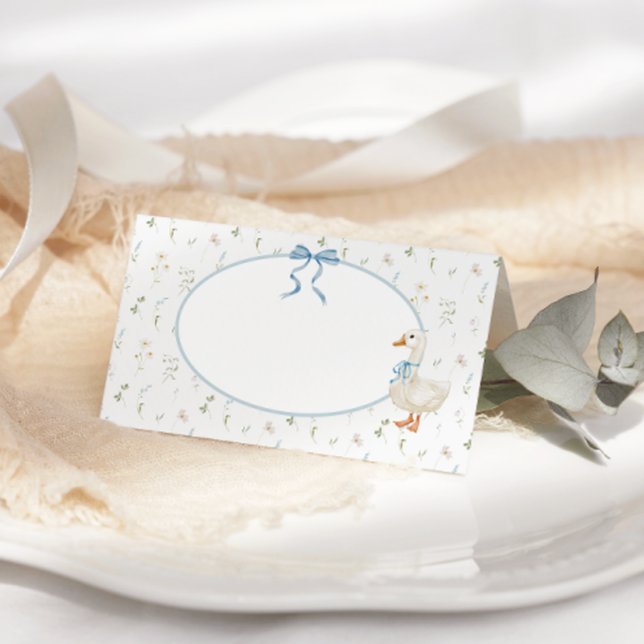 Carte De Placement Baby shower de Fleur sauvage d'oie bleu Bow (Créateur téléchargé)