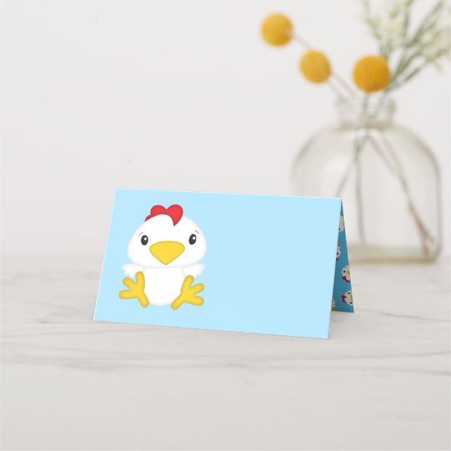 Carte De Placement Baby shower de poulet Blue Boy (Devant)