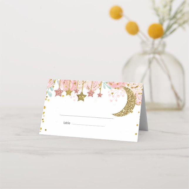 Carte De Placement Baby shower de scintillement or Place card (Dos)