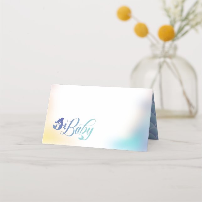 Carte De Placement Baby shower de sirène sous le pastel marin (Devant)