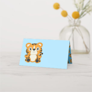 Carte De Placement Baby shower de tigre bleu