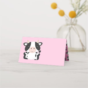 Carte De Placement Baby shower de vache rose