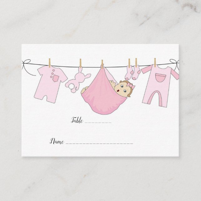 Carte De Placement Baby shower d'illustration rose mignonne (Devant)