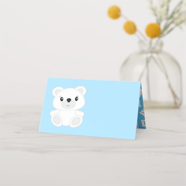 Carte De Placement Baby shower d'ours bleu polaire (Devant)