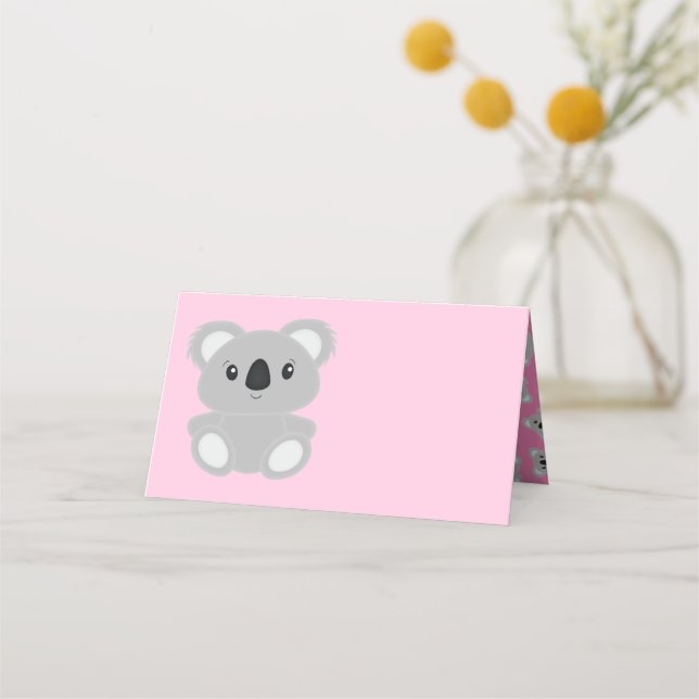 Carte De Placement Baby shower d'ours rose Koala (Devant)