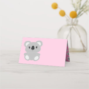 Carte De Placement Baby shower d'ours rose Koala
