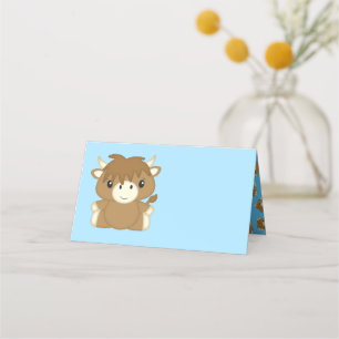 Carte De Placement Baby shower écossais de vache Highland Blue