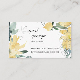 Carte De Placement Baby shower FLORAL ÉLÉGANT ET NETTOYÉ JAUNE