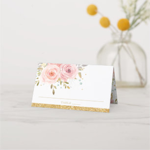 Carte De Placement Baby shower floral rose pâle