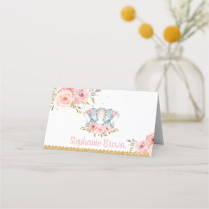 Carte De Placement Baby shower Floral rose pour les jeunes filles élé