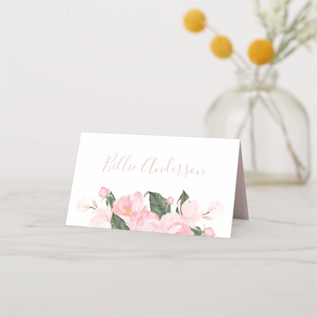 Carte De Placement Baby shower floral rose vif (Devant)
