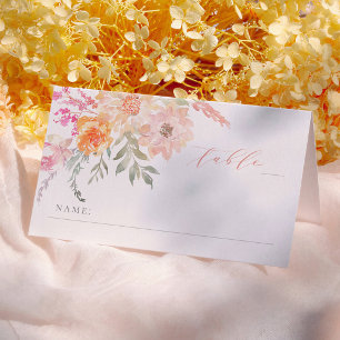 Carte De Placement Baby shower floral Turquoise et transparent