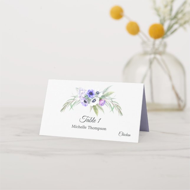 Carte De Placement Baby shower floral violet poussiéreux (Devant)