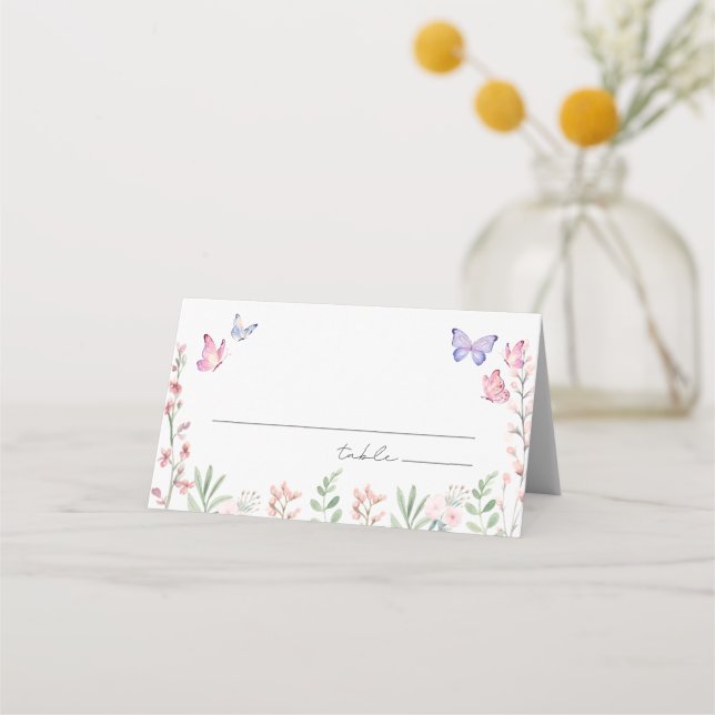 Carte De Placement Baby Shower Papillons Mariage  (Devant)