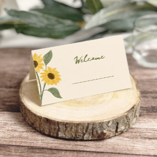 Carte De Placement Baby Shower Tournesol Dessiné à la Main