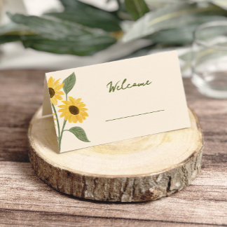 Carte De Placement Baby Shower Tournesol Dessiné à la Main