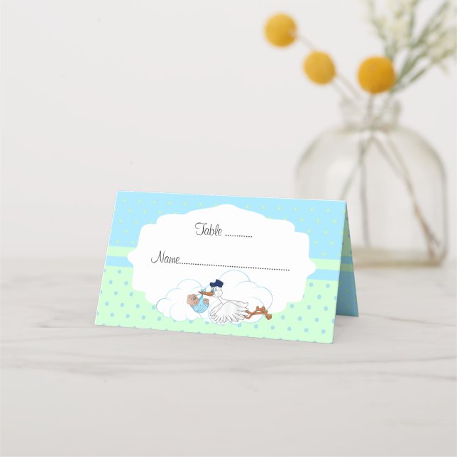 Carte De Placement Baby Stork Baby Boy Baby shower (Devant)