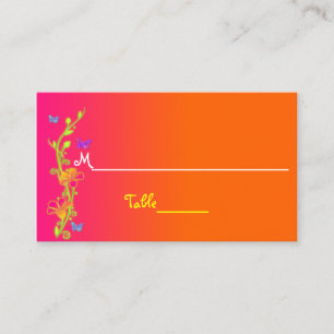 Carte De Placement Balise Neon Floral, Papillons Place Card & Favoris