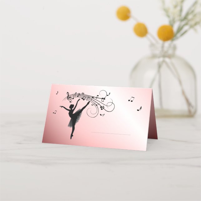 Carte De Placement Ballerina Danse avec Musique Rose Glow (Devant)