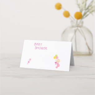 Carte De Placement Ballons de Baby shower de filles roses