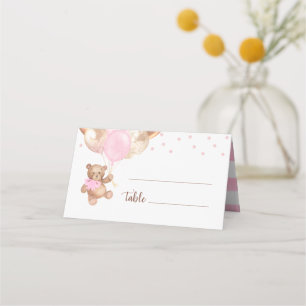 Carte De Placement Ballons Rose Gold Ourson Fête Prénatale Bébé